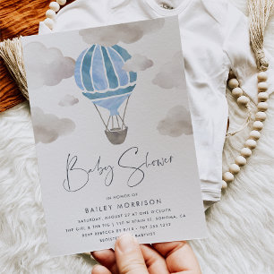 Up in the Air Hot Air Balloon Baby Shower Invitation