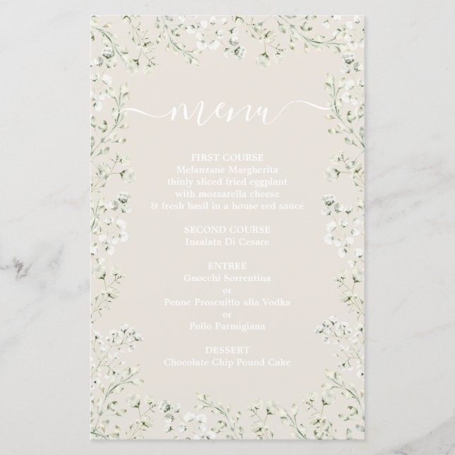 Up in the Clouds Menu Card (Front)