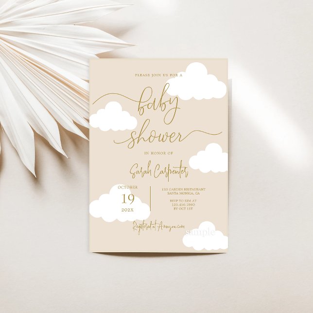 Up in the clouds Neutral Baby Shower Invitation (Creator Uploaded)