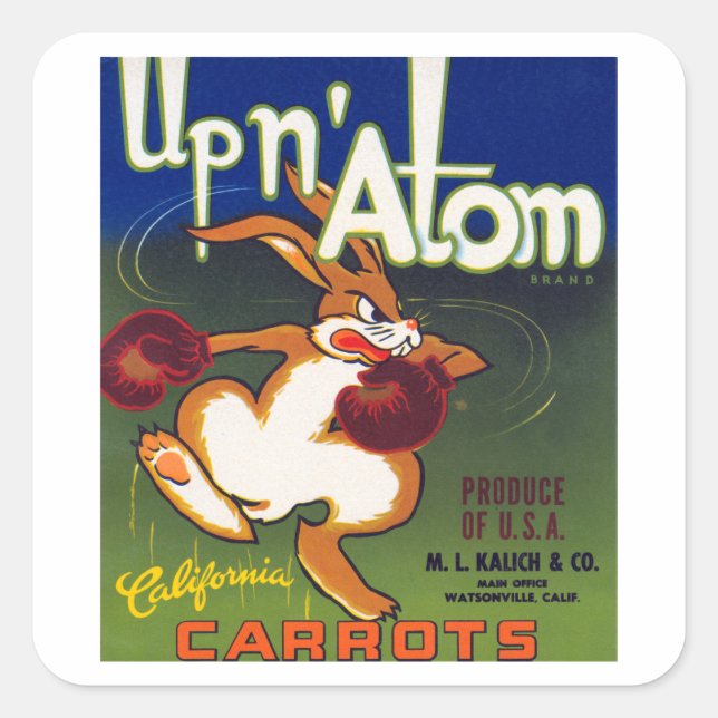 Up n' Atom California Carrots Square Sticker (Front)