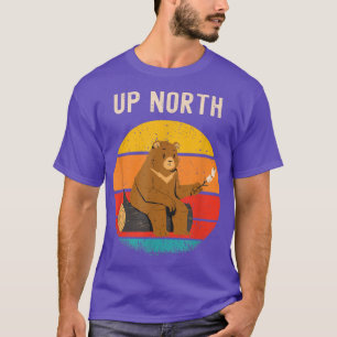 Up North Camping Bear Retro Vintage Sunset Funny  T-Shirt