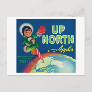 Up North Vintage Apples Label Postcard