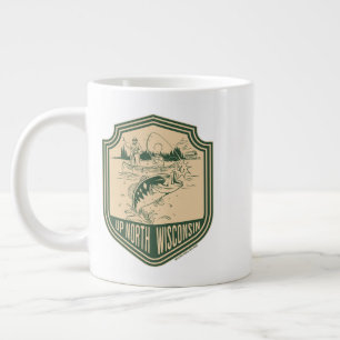 Up North Wisconsin Fishing Badge Large Coffee Mug
