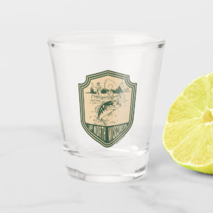 Up North Wisconsin Fishing Badge Shot Glass