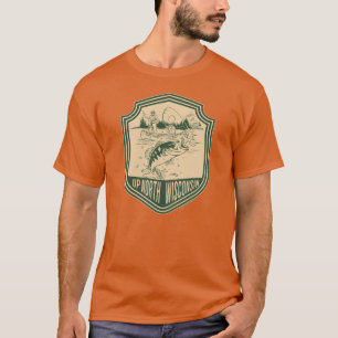 Up North Wisconsin Fishing Badge T-Shirt