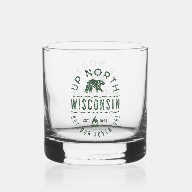 Up North Wisconsin Whiskey Glass (Front)