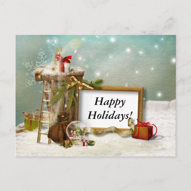 Up on the Rooftop - Happy Holidays Postcard (Front)