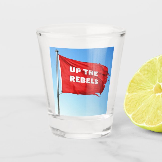 Up the Rebels themed shot glass (Front)