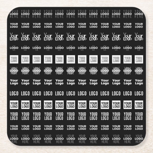Up to 12 Different Logos or Uploaded Images Square Paper Coaster (Front)