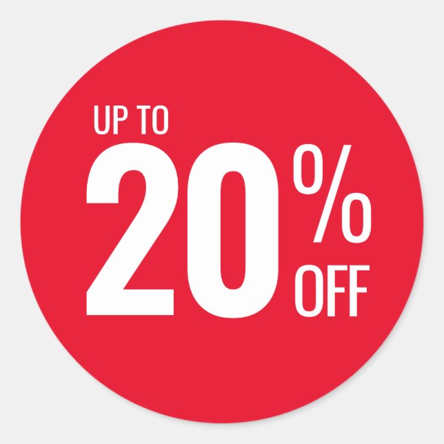 Up to 20% OFF (Twenty) Sale Small Business Retail Classic Round Sticker (Front)