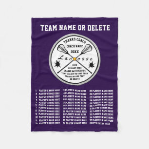 Up to 36 Player's Names, Lacrosse Coach Gift Ideas Fleece Blanket