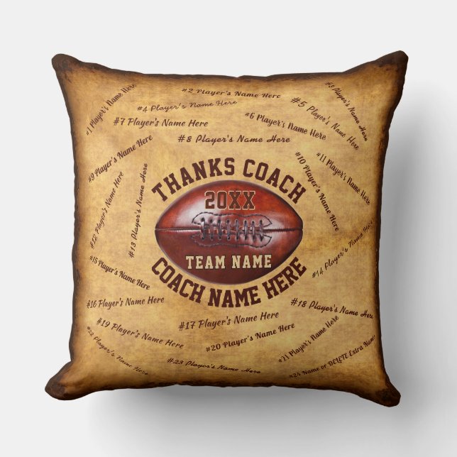 Up to 46 Player's Names Great Football Coach Gifts Cushion (Front)