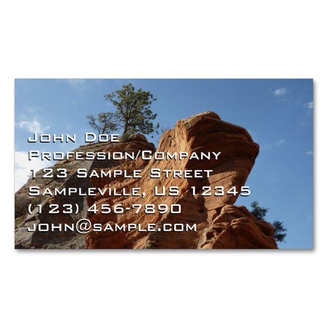Up to Angels Landing in Zion National Park Magnetic Business Card (Front)