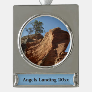 Up to Angels Landing in Zion National Park Silver Plated Banner Ornament