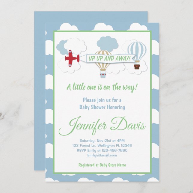 Up Up And Away! Baby Shower Invitation (Front/Back)
