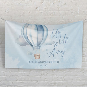 Up Up and Away! Blue Hot Air Balloon Baby Shower Banner