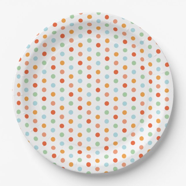 Up Up and Away Coordinating Dot Pattern Paper Plate (Front)