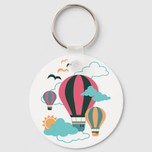 Up, Up, and Away! Cute Air Balloons Pattern Key Ring
