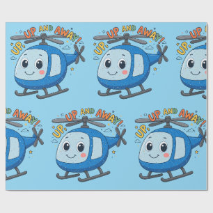 Up Up And Away Cute Kids Helicopter Wrapping Paper