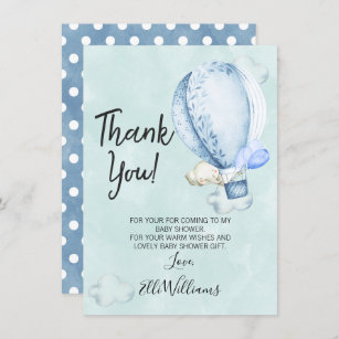 Up Up And Away Elephant Baby Shower Thank You Card