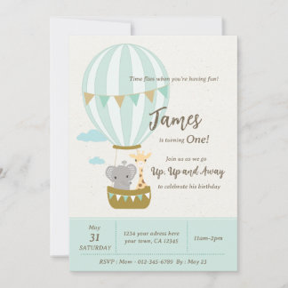 Up, Up and Away First Birthday Invitation