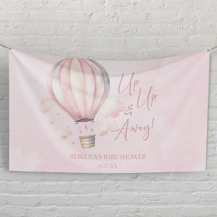 Up Up and Away! Pink Hot Air Balloon Baby Shower Banner
