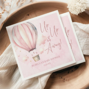 Up Up and Away! Pink Hot Air Balloon Baby Shower Napkin