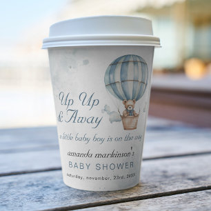 Up Up and Away! Teddy Bear Balloon Baby Shower  Paper Cups