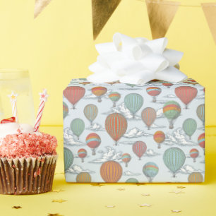Up Up and Away Vintage Hot Air Balloon Wrapping Paper