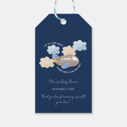 Up Up and Away Watercolor Airplane Boy Baby Shower Gift Tags