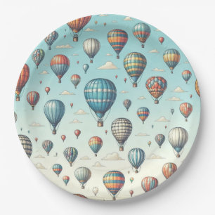 Up, Up, and Away! Whimsical Hot Air Balloons Paper Plate
