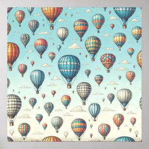 Up, Up, and Away! Whimsical Hot Air Balloons Poster