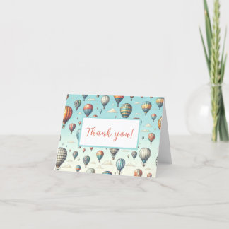 Up, Up, and Away! Whimsical Hot Air Balloons Thank You Card