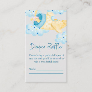 Up Up and Away Yellow Grey Aeroplane Diaper Raffle Enclosure Card