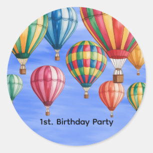 Up Up & Away 1st. Birthday Party  Classic Round Sticker