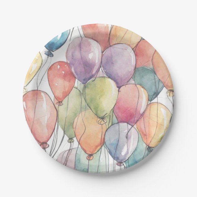 Up, Up & Away Birthday Party Paper Plate (Front)
