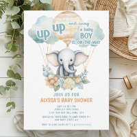 Up Up Away Elephant Hot Air Balloon Blue Boy