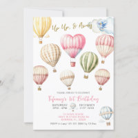Up Up & Away Hot Air Balloons Girl 1st Birthday