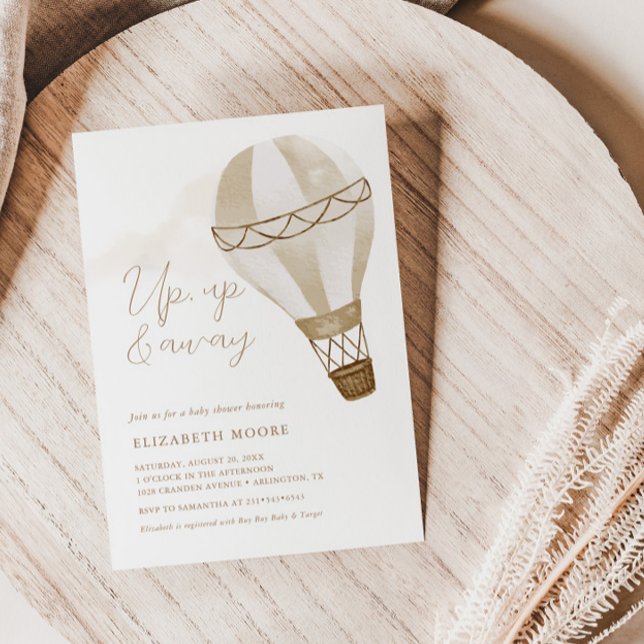 Up, Up & Away Neutral Hot Air Balloon | Invitation (Creator Uploaded)