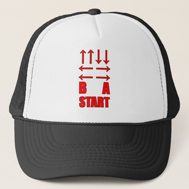 Up Up Down Down Left Right Left Right B A Start Trucker Hat (Front)
