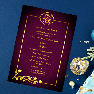 Upanayanam aka Hindu Holy Thread Janeu Ceremony Invitation