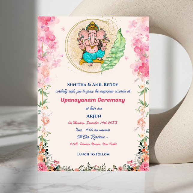 Upanayanam aka Hindu Holy Thread Janeu Floral Invitation (Creator Uploaded)