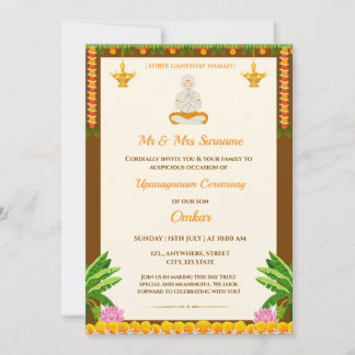 Upanayanm Invitation Card, Sacred Thread Ceremony