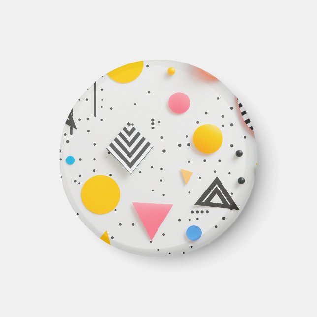 Upbeat background of shapes and stripes magnet (Front)