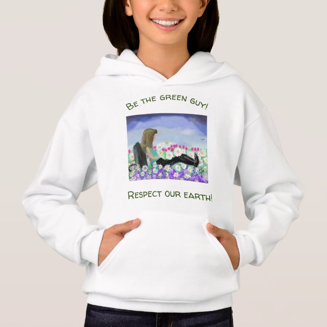 Upbeat Daisy Girl in  Nature Sweatshirt for Girls (Front)