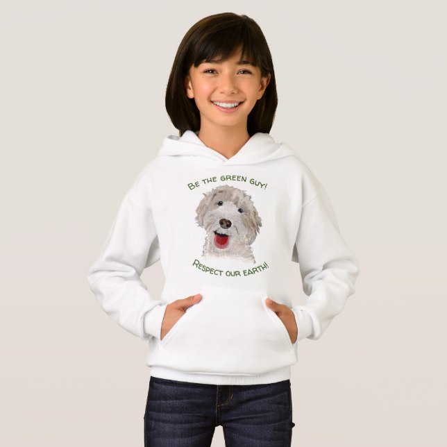 Upbeat Labradoodle   Nature Sweatshirt for Girls (Front Full)