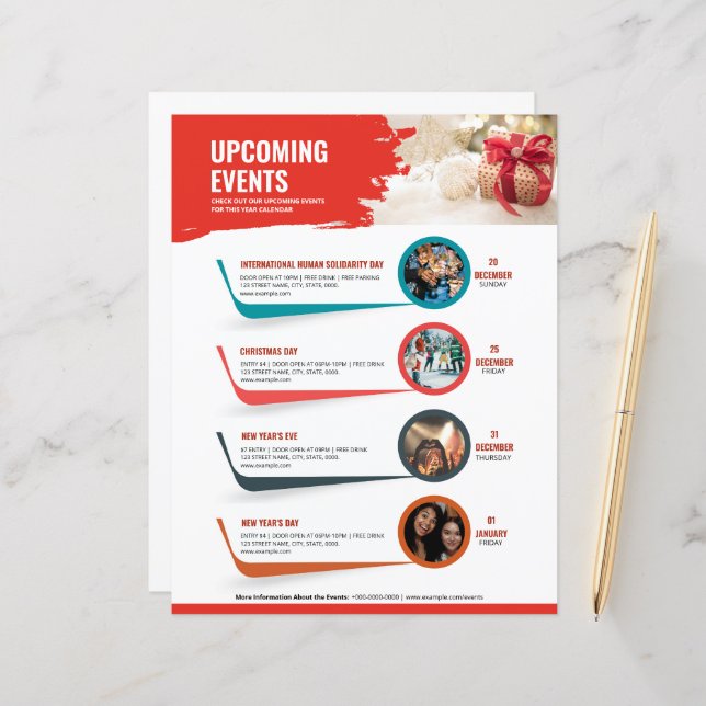 Upcoming Event Schedule Flyer Template (Front/Back In Situ)