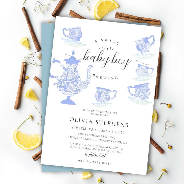 UPDATE BELOW Tea Elegant Boho Lace Baby Boy Shower Invitation (Creator Uploaded)