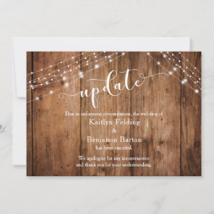 Update Cancelled Wedding, Rustic Wood & Lights Car Invitation