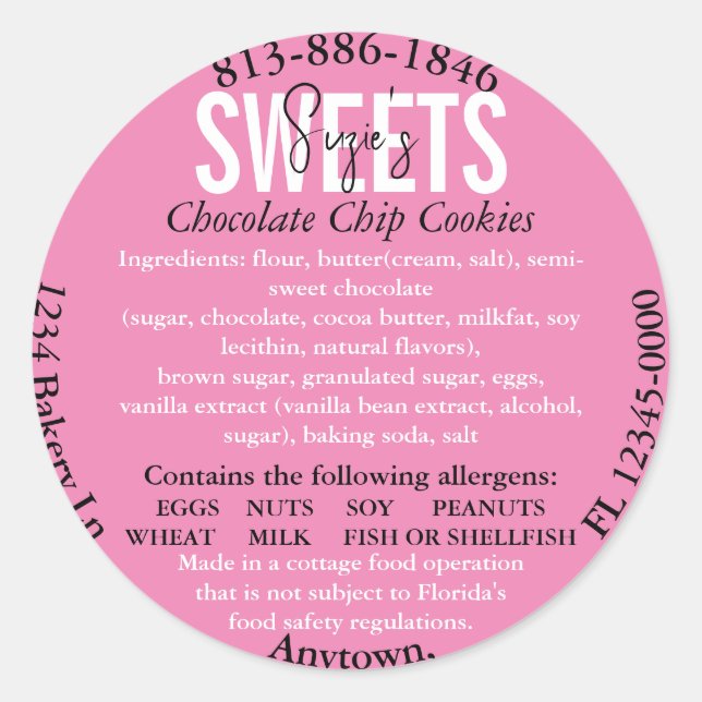 Updated Florida State Cottage Law Ingredient Label (Front)